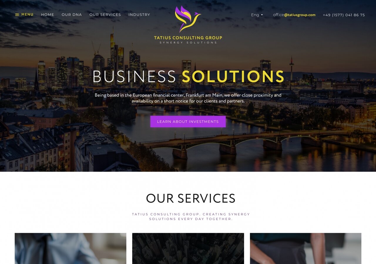 Tatius Consulting Group promo site On tablet