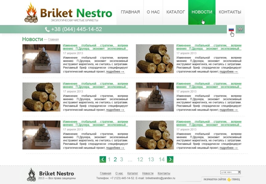 дизайн внутрішніх сторінкок на тему — Сайт компанії «Briket Nestro» 4