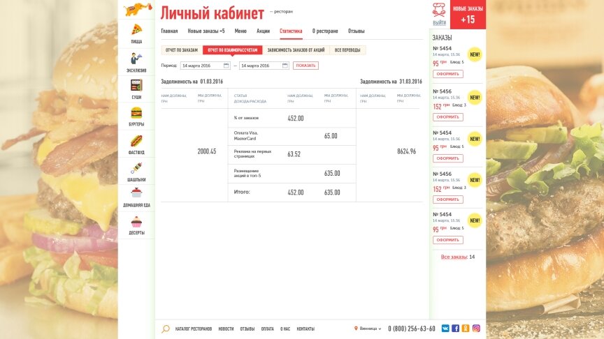 дизайн внутрішніх сторінкок на тему Продукти харчування — Каталог ресторанів "Eda Zakaz" 19