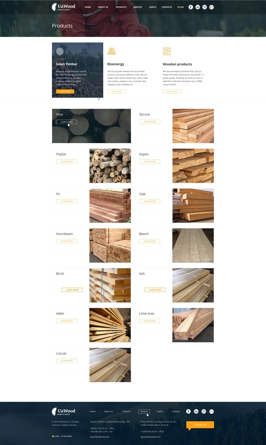 дизайн внутрішніх сторінкок на тему Будівництво та ремонт — Сайт компанії UaWood 14