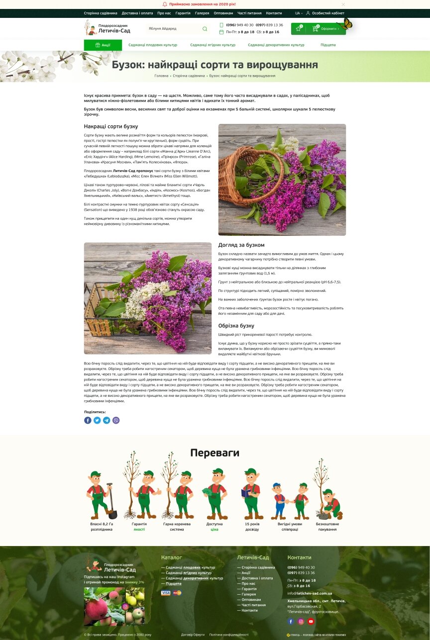дизайн внутрішніх сторінкок на тему Аграрна промисловість — Інтернет-магазин для Летичів-сад 19