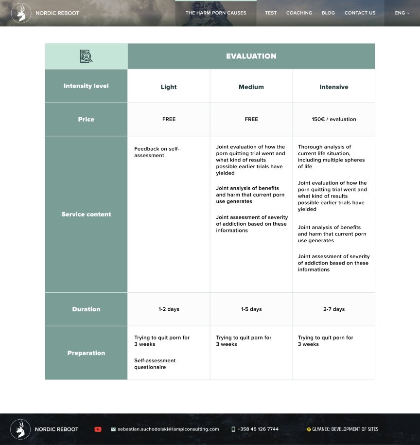 дизайн внутрішніх сторінкок на тему Бізнес і компанії — Односторінковий сайт сайт Nordic Reboot 5