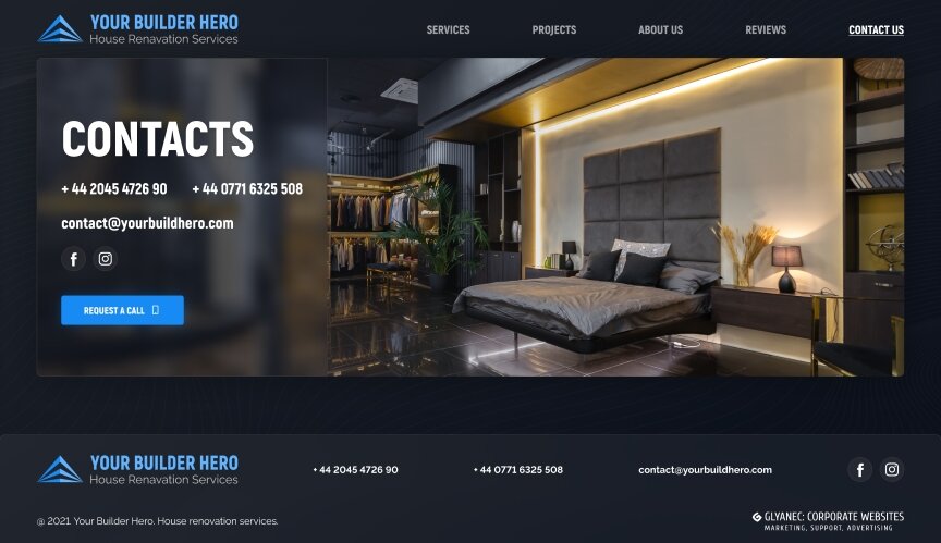 дизайн внутрішніх сторінкок на тему Сайт на англійській мові — Промо сайт Your Builder Hero 11